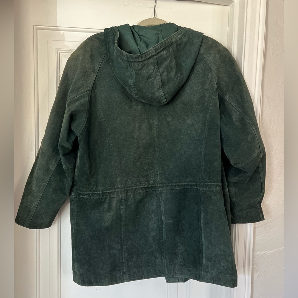 Vintage Wilsons Leather Green Suede Coat – Hooded Parka – Women’s Medium jacket - Picture 9 of 11